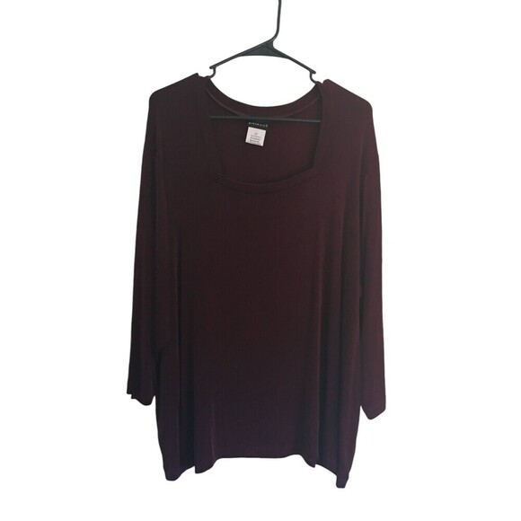 Citiknit Top Women's Size 2X Maroon Red Long Sleeves Tunic Stretch - Picture 1 of 5
